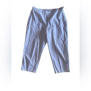 EILEEN FISHER Pants  Cotton Stretch Twill Wide Cropped Side Zip White Size M